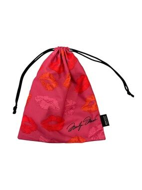 Mido Pink Drawstring Pouch with Red & Orange Kiss Print- new